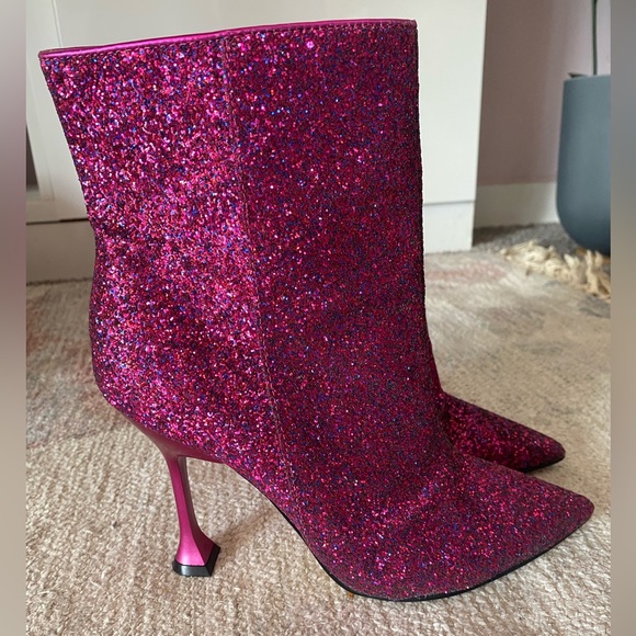 Marc Fisher Stolla Pink Glitter Stiletto Booties - Picture 3 of 8